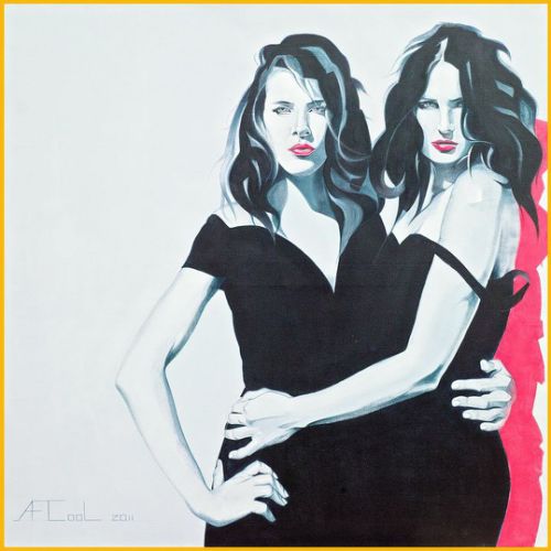 Une femme avec une femme – Dimension : 100x100 cm. – Prix : 2200€