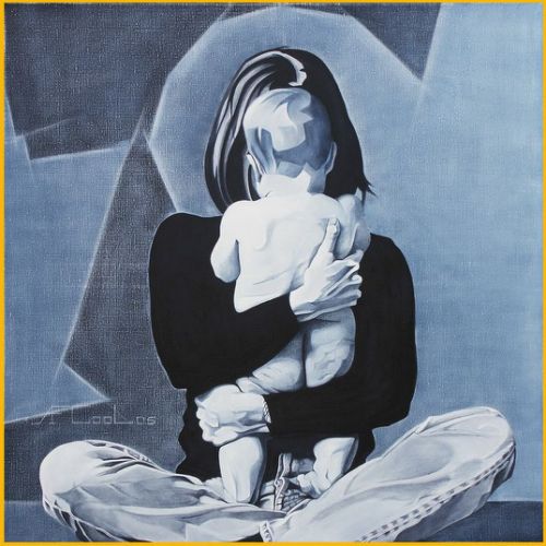 Mon enfant, ma vie, ma descendance – Dimension : 100x100 cm. – Prix : 2500€