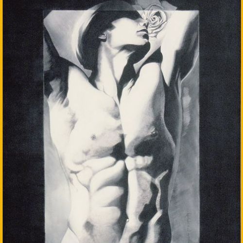 L’Homme à la rose – Dimension : 116x81 cm. – Plus dispo